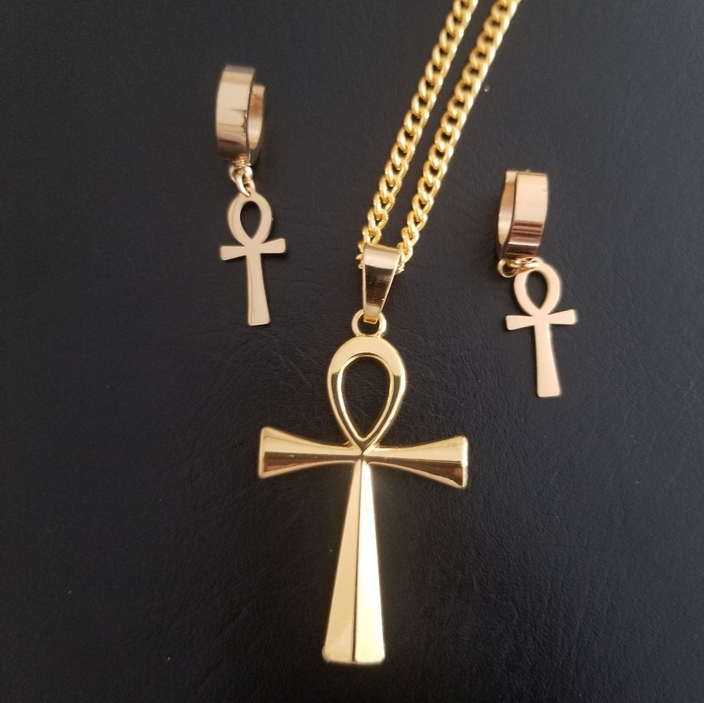 Anhk Pendant Necklace & Earrings